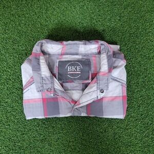 BKE Red and Gray Plaid Button Down Shirt
